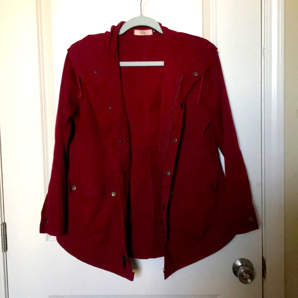 Maroon Khaki hooded jacket